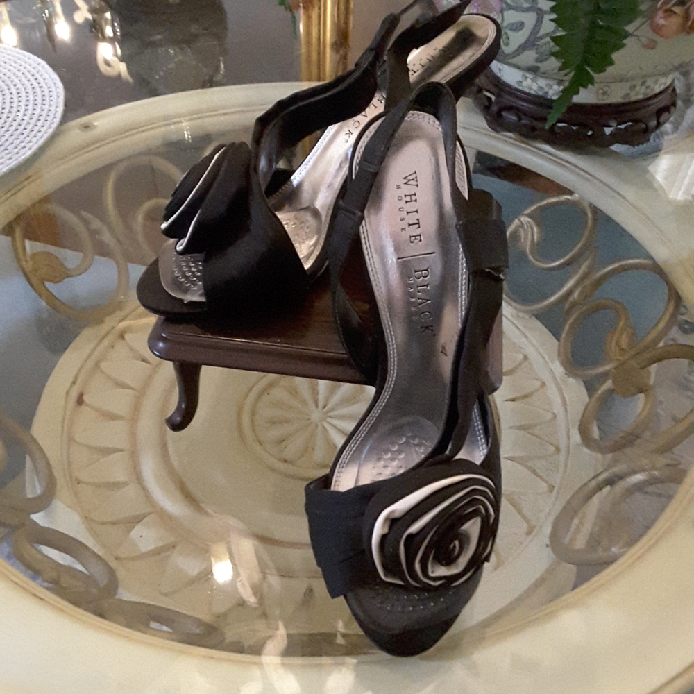 White House Black Market Black and White Heels